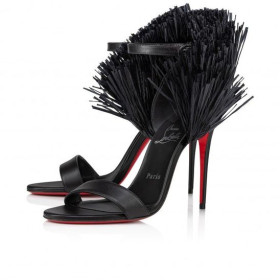 Christian Louboutin Loubigirl Rafie 100mm Strappy Sandale din Piele Nappa Si piele intoarsa Negru CL Pantofi