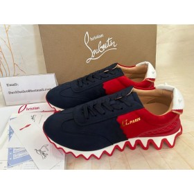 Christian Louboutin Loubishark Adidași Piele De Căprioară Albastru, Roșu Pantofi Christian Louboutin