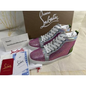 Christian Louboutin Louis Plat De Înaltă Top Adidasi Femei Impodobita Cu Cristale Multicolore