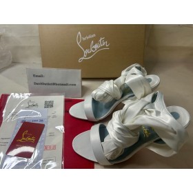 Christian Louboutin Sandale Du Deșert 100 Mm Sandale Crep Satin Alb Pantofi Christian Louboutin