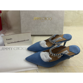 Jimmy Choo Bing 65 De Piele De Căprioară Catâri Cristal Curea Albastru
