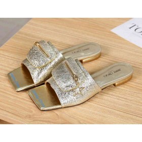 Jimmy Choo Slide-Uri Din Piele De ViÈel Cu Fermoar Geanta De Aur