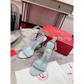 Christian Louboutin Condorapik Regina Sandale 100mm de Brevete din Piele Albastru deschis