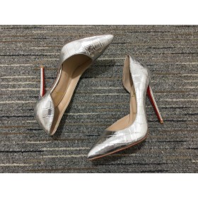 Christian Louboutin Iriza 100mm Pompe de Relief Crocodil de Argint
