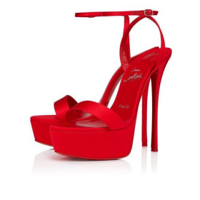 Christian Louboutin Loubi Regina Alta 150 Mm Sandale Strappy Crep Satin Loubi