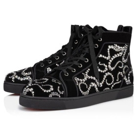 Christian Louboutin OctoLouis Strass-High Top AdidaÈi Catifea Si Strass Black