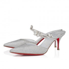 Christian Louboutin Planeta Regina 70 mm Pompe de piele de Vițel de Argint CL Pantofi