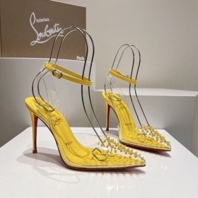 Christian Louboutin Spikoo 100mm Pompe PVC Și Piele Galben CL Pantofi