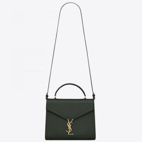 Saint Laurent Cassandra Mediu Geanta De Culoare Verde Inchis Din Piele Grained