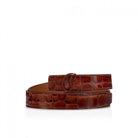 Christian Louboutin Cl Logo Pás Ženy Alligator Plastický Teľa Kožené Acajou
