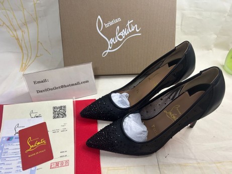 Christian Louboutin Hlúposti Kamienkami Čerpadlá Oka a Nappa Koža Čierna