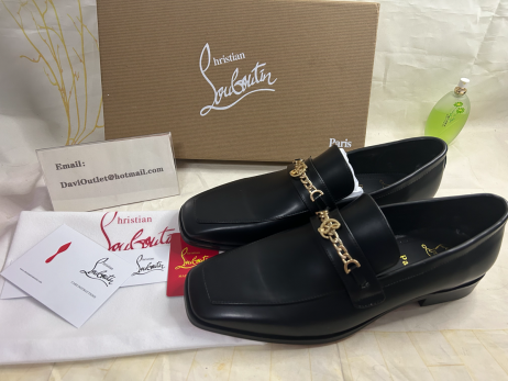 Christian Louboutin Mj Moc Mokasíny Mužov Teľa Kožené Čierne CL Topánky