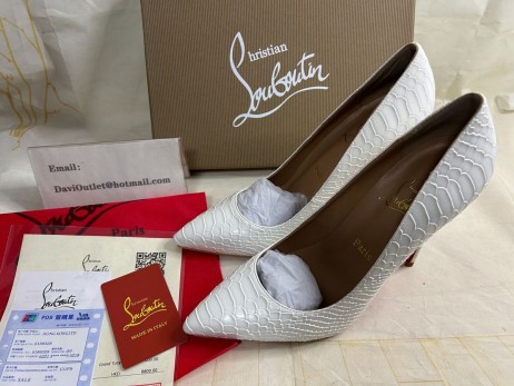 Christian Louboutin Pigalle Hlúposti Čerpadlá 120mm Python Koža Biela