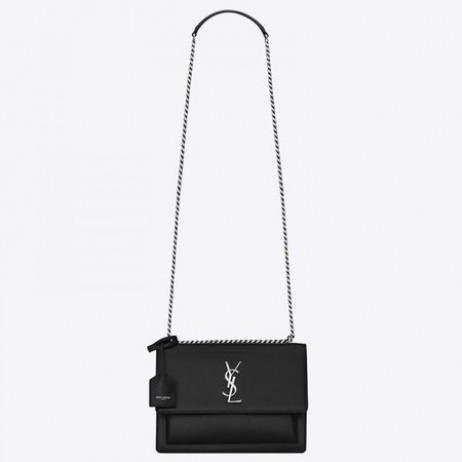 Saint Laurent Západ Slnka Stredné Taška Noir Teľacina Saint Laurent Tašky