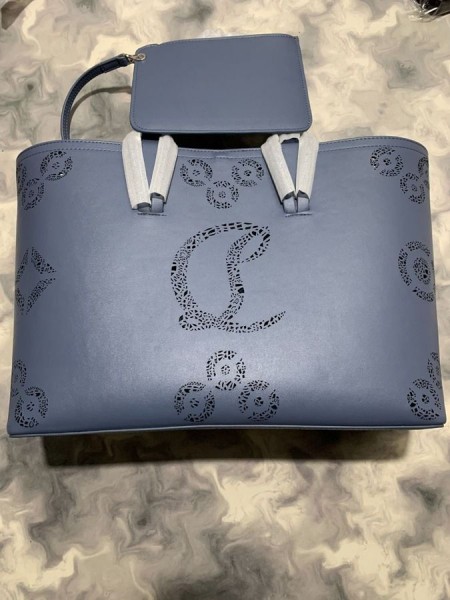 Christian Louboutin Cabata Kožená Tote Bag Blue CL Obchod