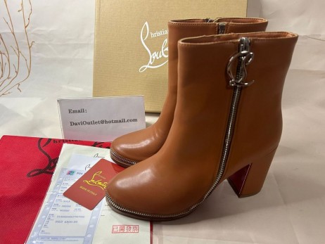 Christian Louboutin Cl Zip Korisť 70 Mm Nízke Topánky Teľa Kožené Cuoio Christian Louboutin Topánky