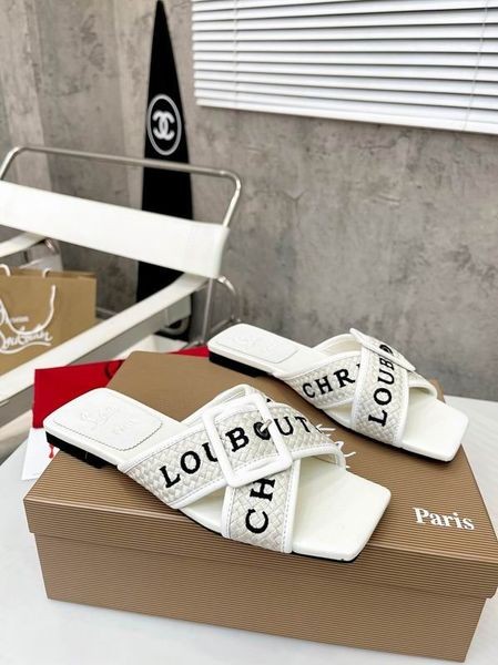 Christian Louboutin Crossimule Kožené Sandále Biela CL Topánky Obchod