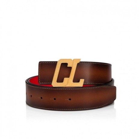 Christian Louboutin Šťastný Rui Cl Logo Pás 40 mm Patinated Teľa Kožené Havane
