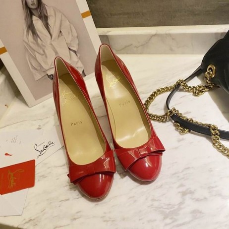 Christian Louboutin Simplenodo Luk Čerpadlá 85mm lakovaná Koža Červená