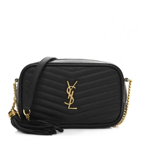 Saint Laurent Lou Mini Bag Black Zrnitá Kožené Saint Laurent Tašky