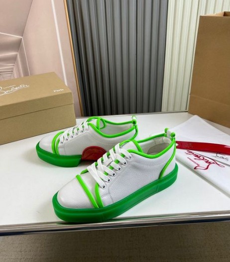 Christian Louboutin Adolon Junior Low-Top Kožené Tenisky Neon Zelená Christian Louboutin Topánky