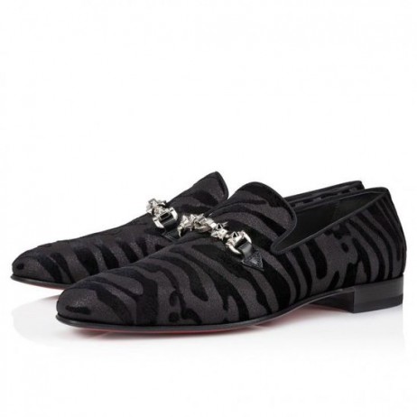Christian Louboutin Equiswing Mokasíny Quagga Black Velvet Christian Louboutin Topánky