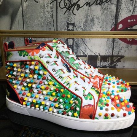 Christian Louboutin Louis Orlato Hrotmi Mužov Tenisky Zachrapčala Teľacina Havaj Tlač Multicolor