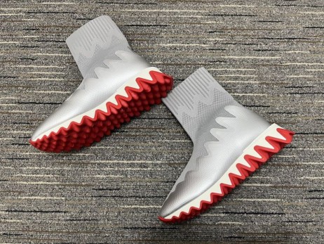 Christian Louboutin Sharky Ponožka Mužov Tenisky Zrastov Oka Striebro