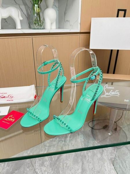 Christian Louboutin Tak Mi 105 mm Kožené Sandále Hrotmi Mint Christian Louboutin Topánky