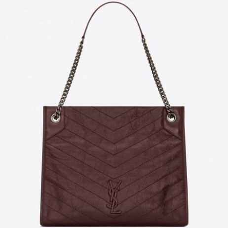 Saint Laurent Stredné Niki Nákupní Taška Bordeaux Kože