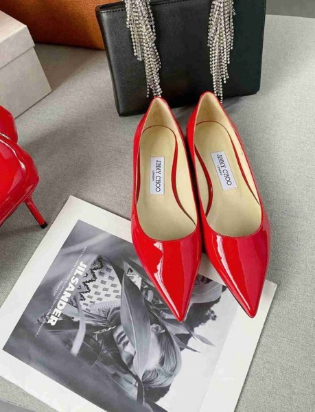 Jimmy Choo Láska Ploché lakovanej Kože JC Znak Červená