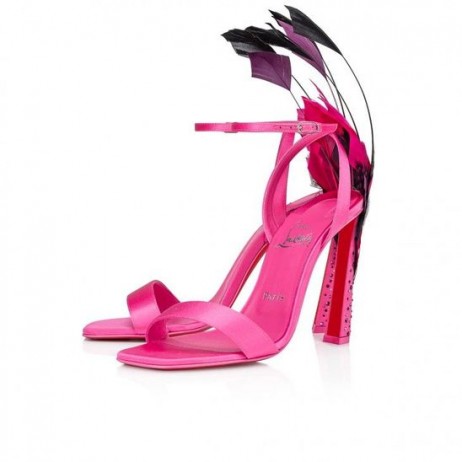 Christian Louboutin Condora Kráľovná Oblaku 100 Mm Sandále Krepové Satin A Perie Glam CL Topánky