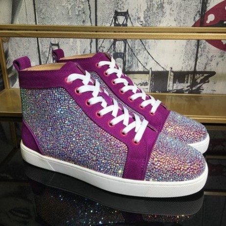 Christian Louboutin Louis Kamienkami High-top Tenisky Semiš a Kamienkami Fialová