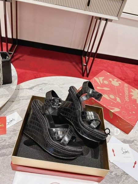 Christian Louboutin Almerio Espadrille Kliny 120mm Plastický Kožené Čierne