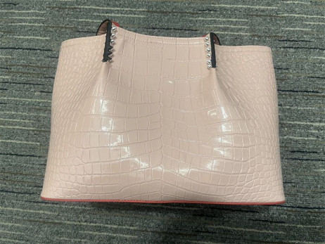 Christian Louboutin Cabarock Tote Bag Krokodíla Plastický Kožené Hrotmi Ružová