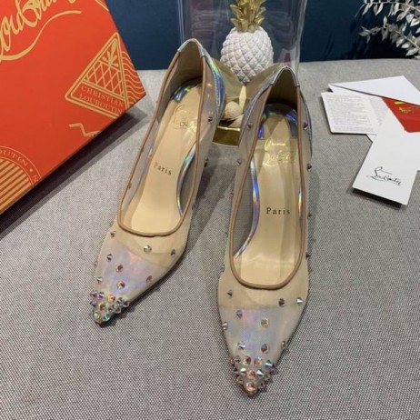 Christian Louboutin Degrastrass 100mm Crystal Spike-Ozdobený Čerpadlá Oka Striebro
