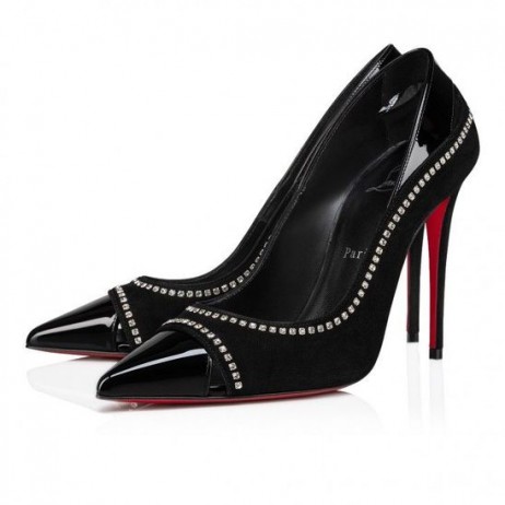 Christian Louboutin Duvette Kamienkami 100 Mm Čerpadlá Patent Teľa Kožené Čierne Christian Louboutin Topánky