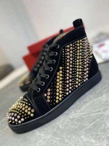 Christian Louboutin GalvaLouis Hrotmi Semiš High-Top Tenisky, Čierne