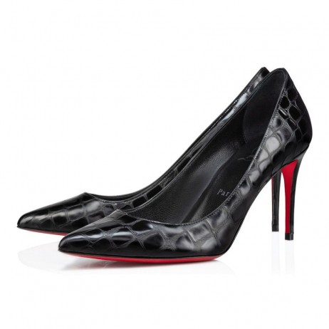Christian Louboutin Kate 85 mm Čerpadlá Alligator Plastický Teľa Kožené Čierne