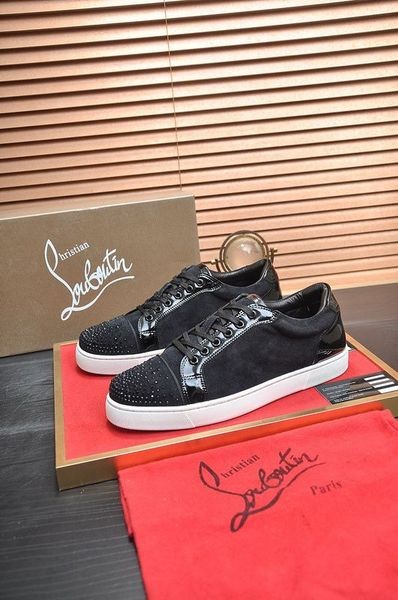 Christian Louboutin Louis Junior Crystal Ozdobené Tenisky Semiš Čierna