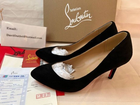 Christian Louboutin Čerpadlá Hlúposti Kamienkami 80MM Čierny Semišový CL Topánky