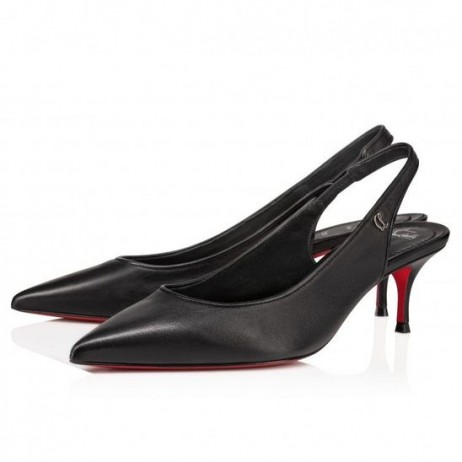 Christian Louboutin Športový Kate Šatka 55 Mm Šatka Späť Čerpadlá Nappa Kože Čierne CL Topánky