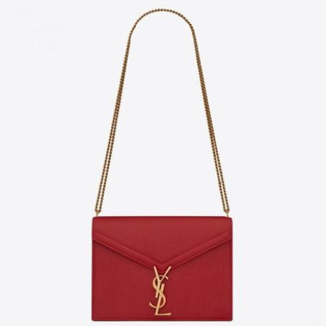 Saint Laurent Cassandra Spona Taška Červená Zrnitá Kožené Saint Laurent Tašky