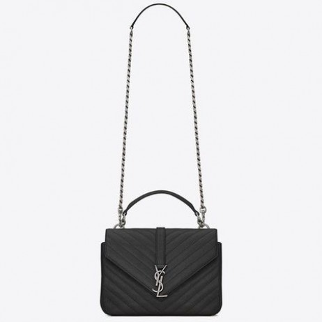 Saint Laurent Stredné College Bag Black Kožené Goatskin