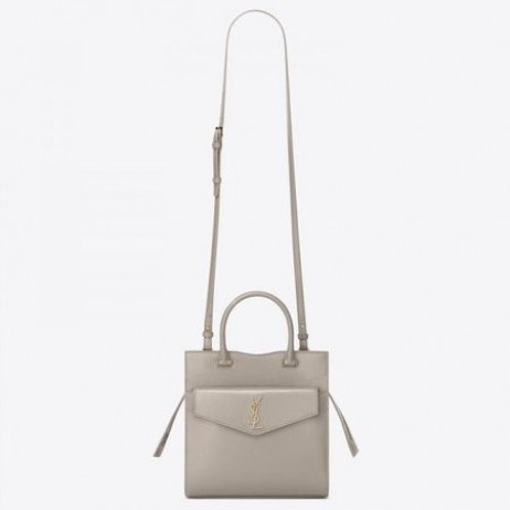 Saint Laurent Uptown Malé Tote Blanc Hladké Kože