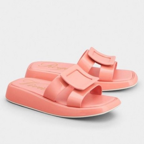 Roger Vivier Vivier List Pokryté Pracky Tkaných Ružová Lakovaná Koža