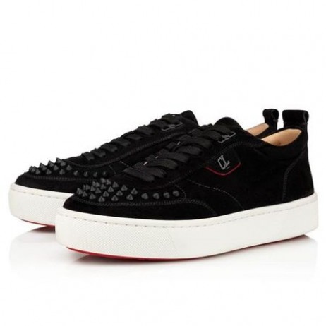 Christian Louboutin Low-top Happyrui Hrotmi Black/black Mat Velours Teniska