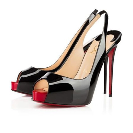 Christian Louboutin Platformy Súkromné Číslo 120 mm Čierna/červená lakovaná Koža