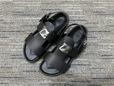 Christian Louboutin CL Logo Sandals Calf Leather Black