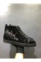 Christian Louboutin Louis Kamienkami Ploché High-top Tenisky Semiš a lakovanej Kože, Čierna